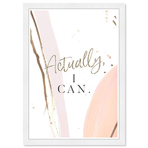 Wynwood Studio Typography Wall Art Framed Prints 'Actually I Can' Inspirational Quotes and Sayings Home DÃ©cor, 13