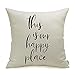Meekio Farmhouse Pillow Covers with This is Our Happy Place Quotes 18 x 18 Inch Farmhouse Decor Housewarming Gifts for The Home