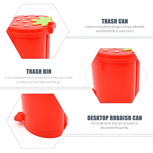 Minicaneca de basura roja con tapa compacta para escritorio miniatura 6