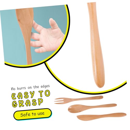 BIUDECO 木製カトラリーセット 子供用 フォーク スプーン キッズ食器 幼児用再利用可能 カトラリーキット 西洋料理 ディナーや誕生日に 1set