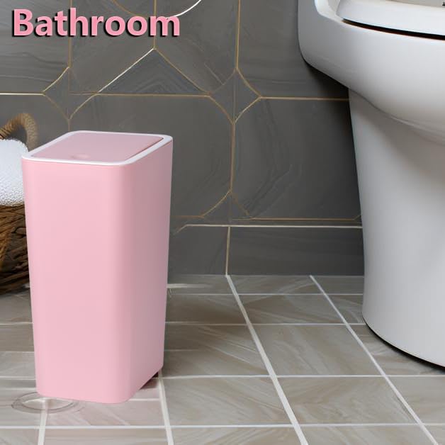 Image of Eleckey Small Trash Can with Lid(Pink) - 2 Pack