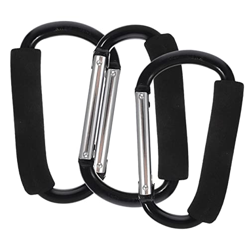 HEMOTON Stroller Bag Hook 3pcs Baby Stroller Carabiner Clips Shopping Cart Hooks Aluminum Alloy Easy to Install