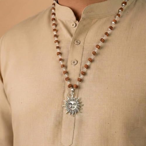 Image of Astrotalk Divya Shankh Rudraksha Mala | Nepal Origin 5 Mukhi Rudraksha Mala with Shankh Pendant for Protection, Peace & Spiritual Growth | Mala Gift for Man & Woman
