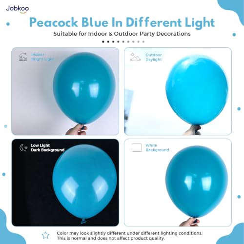 Image of Jobkoo Peacock Blue Balloons 12 Inch, Turquoise Teal Blue Latex Balloon