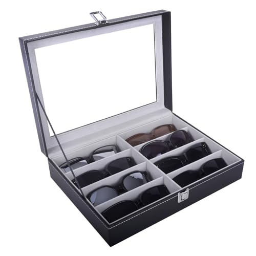Image of AUTOARK Leather 8 Piece Eyeglasses Storage and Sunglass Glasses Display Case Organizer
