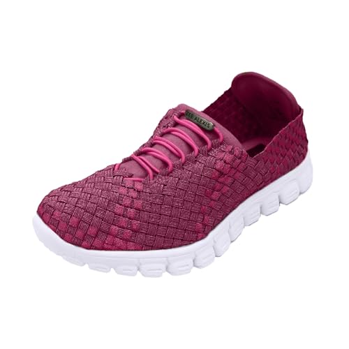 Image of Zee Alexis Women's Danielle Sneakers | Breathable Lightweight Flexible Casual Comfortable Slip-On No-Tie Elastic Laces Woven Shoes