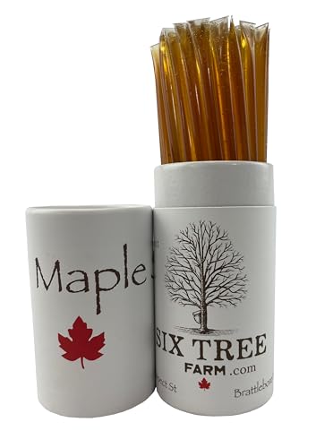 Six Tree Farm Maple Saplings, Pure State of Vermont Maple Syrup, Grade A Amber, Maple Sticks (50, Amber Rich)