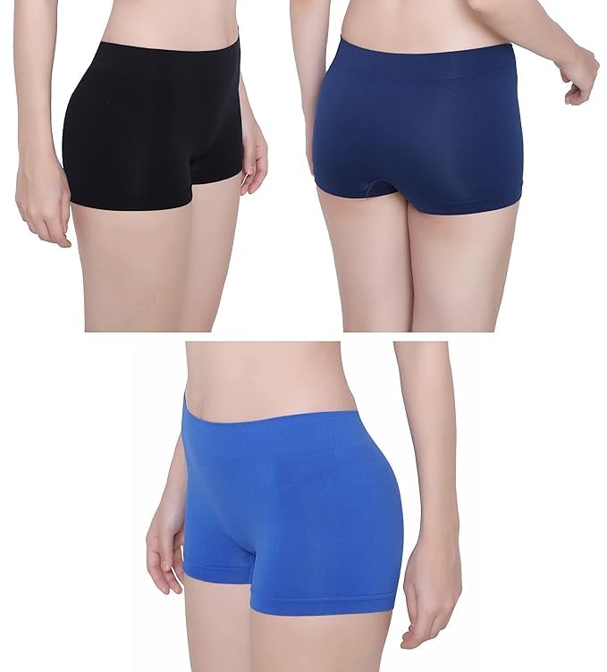 High Coverage Bamboo Micro Modal Spandex Boy Shorts Panties for Women with No Marks Waistband and StayFresh Treatment Pack of 3-image-1