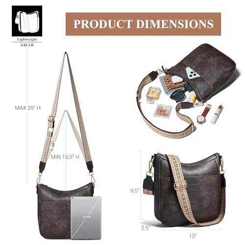 Image of Leather Crossbody Purse for Women Crossbody Bag for Daily Travel | Trendy Vegan Leather Medium Crossbody Purse with Adjustable Strap Women's Hobo Shoulder Handbags for Work
