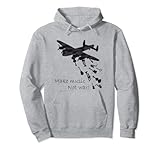 Make Music Not War avión, guitarras, amor, paz, Pacifista, diseño moderno con un avión militar que descascarilla guitarras en lugar de bombas, como símbolo de paz y símbolo de la paz con el lema – Haz música en lugar de guerra, idea de regalo con instrumento