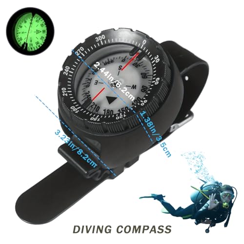 Brújula de buceo impermeable de 50 m con visión nocturna y correa de TPU 5