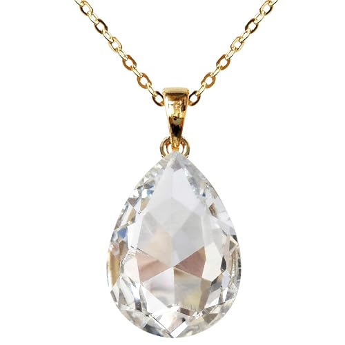 Navachi 18k Gold Plated Water Drop Pear-Shaped White Zircon Az6307 Pendant Necklace 16'+2'