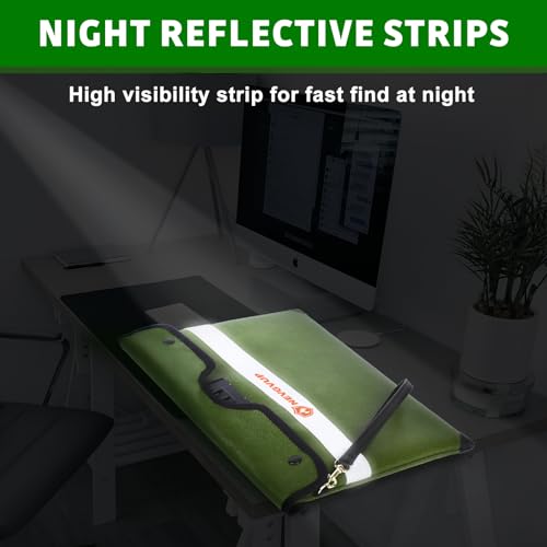 5200°F Upgraded Fireproof Document Bag with Lock, Waterproof Fireproof Bag with Zipper/Reflective Strip, 9 Layers of Heat Insulated Materials, Fireproof Money Bag for Cash/Documents GRA4