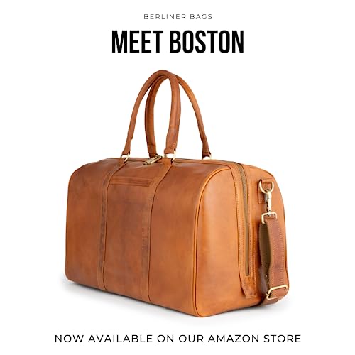 Berliner Bags Vintage Leather Duffle Bag Oslo For Travel Or The Gym, Overnight Bag For Men And Women (Cognac) #TOP4