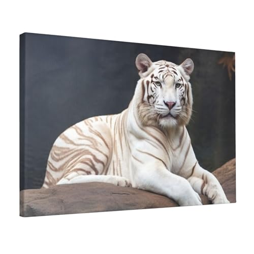 Toile murale tigre albinos avec impression haute définition sur châssis