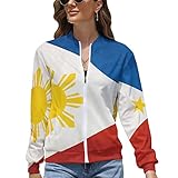 AMRANDOM Fall Jacket Thin Sweater Hoodie for Women (Flag Of The Philippines print) Lightweight essential Hoodie Long Sleeve Sweat shirts Girls Pullover Tops