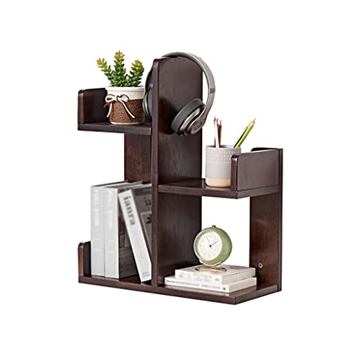 Estantería de escritorio multicapa compacta de madera maciza marrón 2
