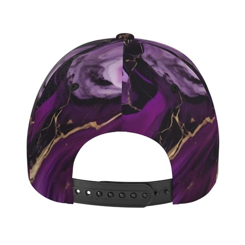 Casquette baseball marbre violet réglable avec trou queue de cheval - 6