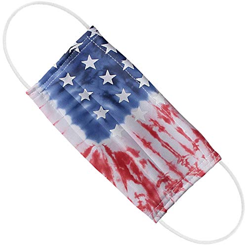 Popfunk American Flag Tie Dye 1-Ply Reusable Face Mask Covering with Adjustable Nose Wire, Unisex