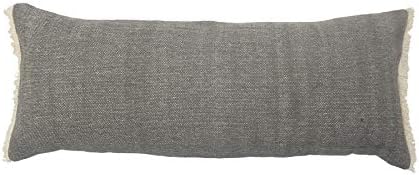 LR Home Charcoal Gray Solid Fringed Throw Pillow, 1 Count (Pack of 1)