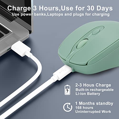 Dolrso Bluetooth Mouse,Rechargeable Wireless Mouse For Laptop/Ipad/Macbook Pro/Air, Silent Mouse Portable Slim For Surface Pro/Pc/Lenovo/Samsung Tablet (Light Green) #TOP2