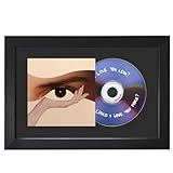 CD Display Frame 11.4'x7.9' with EVA Flocked Liner, Black Wood Grain Look, Acrylic Front, for Cover and Disc, Wall or Tabletop Display, Horizontal & Vertical