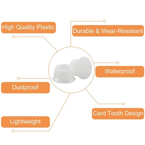Image of Hitefu 30PCS Plastic Hole Plugs, 1 /2-Inch (13mm) White Flush Type Panel Plugs for Furniture and Fencing Post, Ideal for Cabinet and Screw Hole Covering