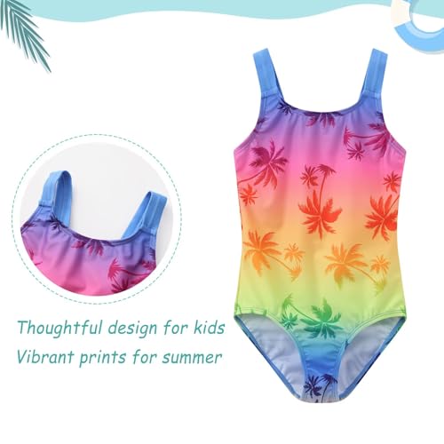 Image of Girls One Piece Swimsuits Tie Dye Bathing Suit Hawaiian Summer Swimwear for Girls 3-16 Years