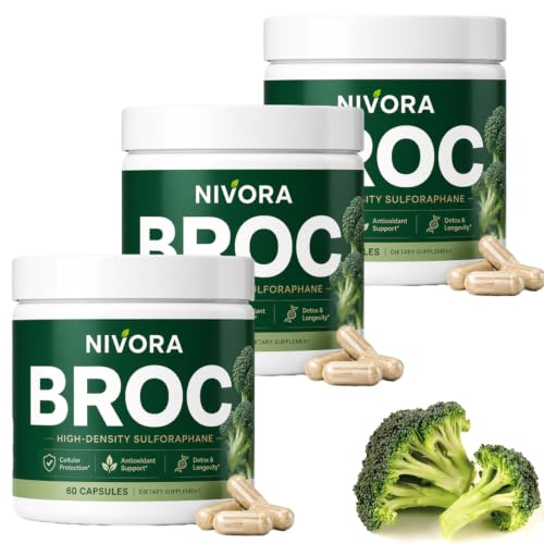 Nivora Broc High-Density Sulforaphane Natural Plant Extract Supplement For Energy Mental Clarity Energy Balance & Cognitive Focus (3pcs)