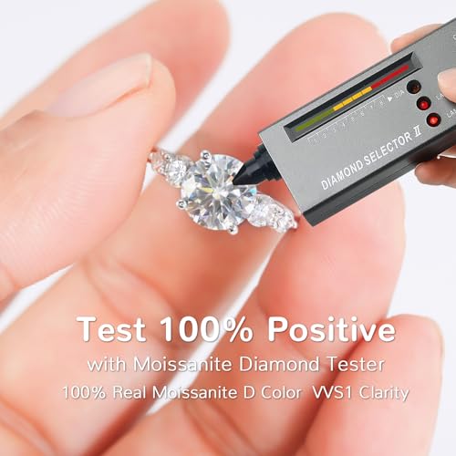 3.8CT Moissanite Engagement Ring for Women,5 Stone D Color VVS1 Clarity Wedding Ring，S925 Sterling Silver with 18K White Gold Plated Promise Ring for Her Size 4.5-104