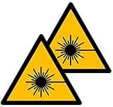 Becral - Pegatina Rayo Láser/Señal Triángulo W004 homologado, ASR A1.3, DIN EN ISO 7010 poliéster Amarillo negro (90mm - 2 unidades)