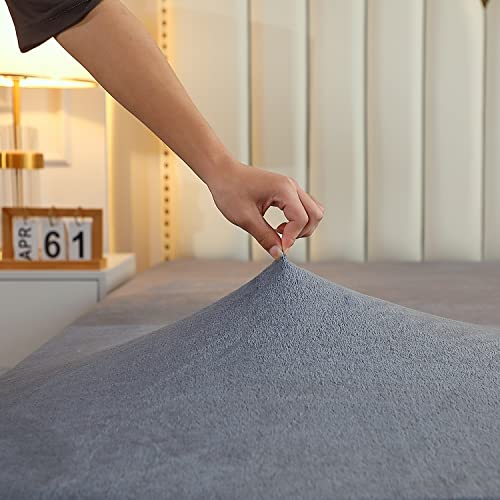 Twin Fitted Sheet - Plush Shaggy Ultra Soft Fitted Twin Sheet, Fuzzy Flannel Comfortable Velvet Fitted Sheet Twin, 18" Deep Pocket (Twin,Dark Grey) #TOP5