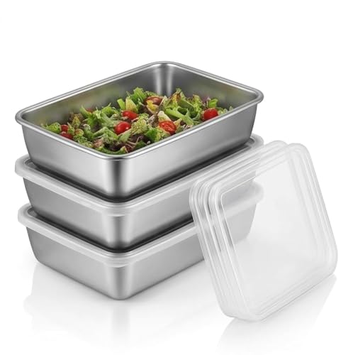 Image of 2000ML Stainless Steel Food Storage Container with Transparent Lid | Stackable Steel Box for Fridge Storage, Meal Prep & Serving | Freezer Safe for Office, Gym, BBQ & Kitchen (3)