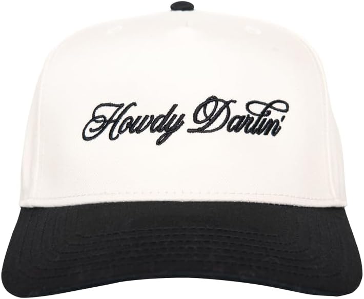 KATYDID Howdy Darlin’ Vintage Hat - Two-Toned Funny Trucker Hat - Embroidered Vintage Baseball Cap for Women - Snapback