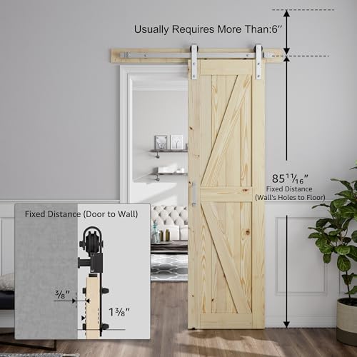 Image of SMARTSTANDARD 26in x 84in Sliding Barn Door with Brushed Nickel Hardware