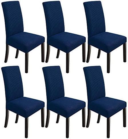 NORTHERN BROTHERS Dining Room Chair Covers 6 Pack Chair Covers Stretch Parsons Chair Covers Universal Spandex Dining Chair Slipcovers Seat Covers for Dining Chairs (Navy Blue)