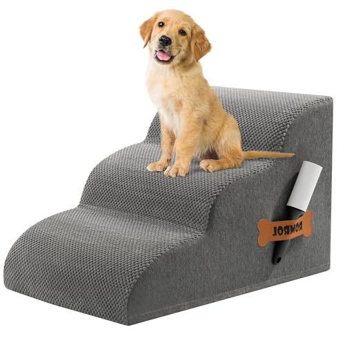 Romrol Dog Stairs Ramp for Beds Couches, 15.7” H 33D Extra Wide Pet...