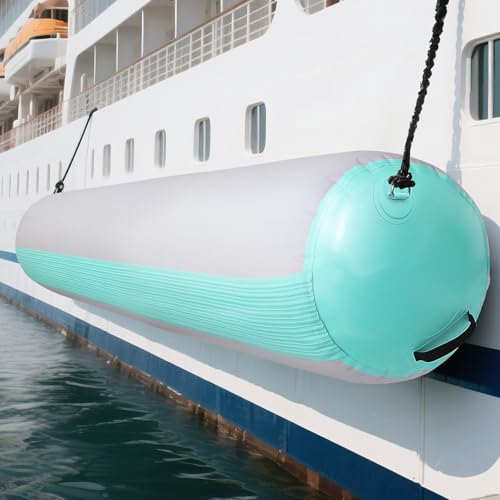 FBSPORT Inflatable Boat Fender Boat Bumper, 5ft Inflatable Boat Bumper for Docking with 600W Electric Pump, PVC Dock Fender for Pontoon Boat, Bass Boat, Inflatable Fender Boat Accessories