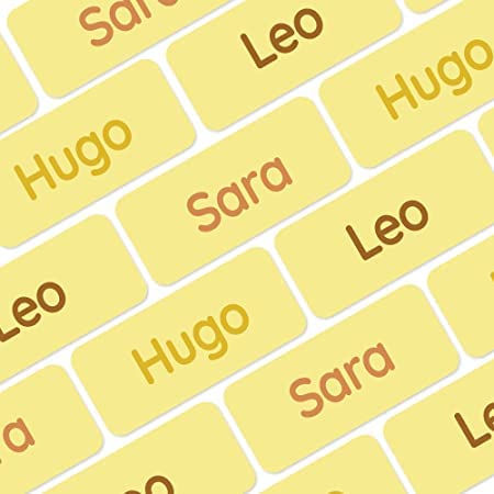 My Nametags® Award-Winning Name Stickers for Clothes & Items | 56 No-Iron, Washable Stick-On Tags for Babies, Kids & Adults (Bright Yellow)