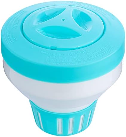 Large Floating Pool Chlorine Dispenser ，Chlorine Holder Floater with Large Capacity Fits 3 inch Tablets, Heavy-Duty Thicker Walls, Release Adjustable for In ground Above Ground Pool, Spa（Blue