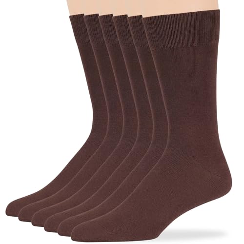 7BigStars Mens Dress Socks – 6 Pairs Crew, Soft Stay Up, Cotton Comfort for Business, Office, Big and Tall, Breathable