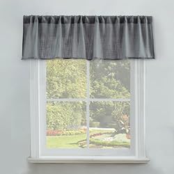 Valea Home Burlap Look Soft Natural Grey Valance Semi Sheer Rod Pocket Window Curtain Valance Rustic Home Décor 56 by 14 Inches