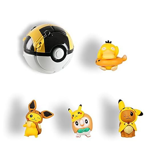 Pokeball, Pokemon Mini Figurinesa, Pokémon Poké Ball, Pokemon Balls with Figure, Pikachu Jenny Turtle Toy Ball, Kids Adults Party Celebration Fun Toy Game Gift, 4 + 1 pieces