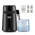 VEVOR Water Distiller, 4L/ 1.05 Gallon Pure Water Distilling for Home Countertop, 750W Distilled Water Maker, 304 Stainless Steel Interior Stiller Water Making Machine to Make Clean Water, Black