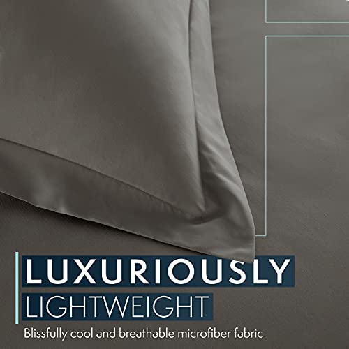 HC COLLECTION Duvet Cover - Grey King Size Duvet Cover - 3 Piece Soft Breathable Microfiber Duvet Cover Set with Zipper Closure & 2 Pillow Shams - Thumbnail 3