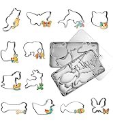 CUTPLAN 12Pcs Mini Cookie Cutter Set with Box, Small Stainless Steel Animals Tiny Polymer Clay Cu...