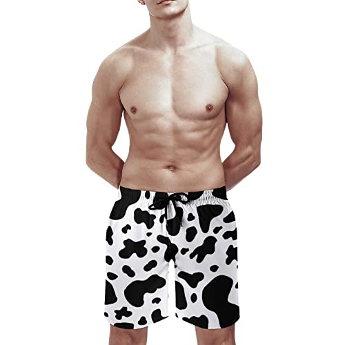 Mens Cow Print Beach Board Shorts Swim Trunks with Mesh Lining3