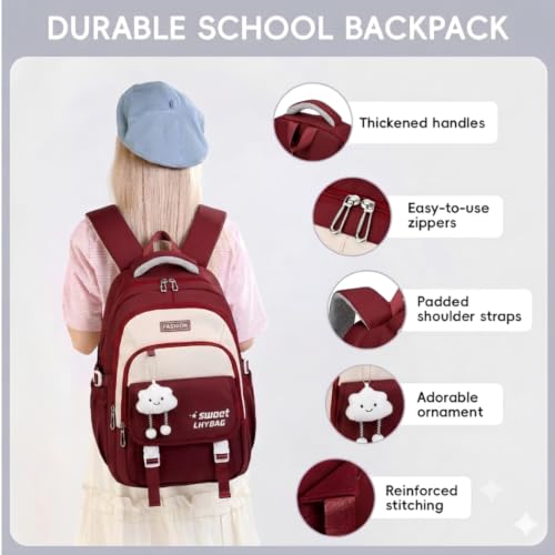 Image of Backpack Bags for Girls, Boys & Women With Multi-pockets, Laptop Bag with Large Capacity Bookbags Waterproof for School, Tuition, College, Camping, Travel