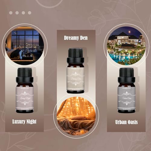 Hotel Diffuser Oils Gift Set, Aromatherapy Essential Oil Set, Luxury Hotel Scents for Diffuser for Home – White Tea & Thyme, Jasmine & Mint, Citrus Amber, Luxury Night, Dreamy Den, Urban Oasis - Image 4