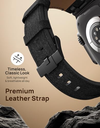 Bracelet en cuir pour Apple Watch élégant et rétro avec connecteurs robustes